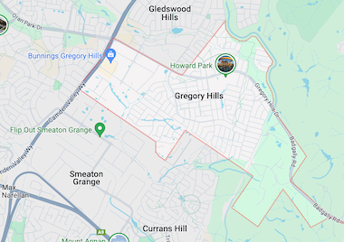 Gregory Hills Map